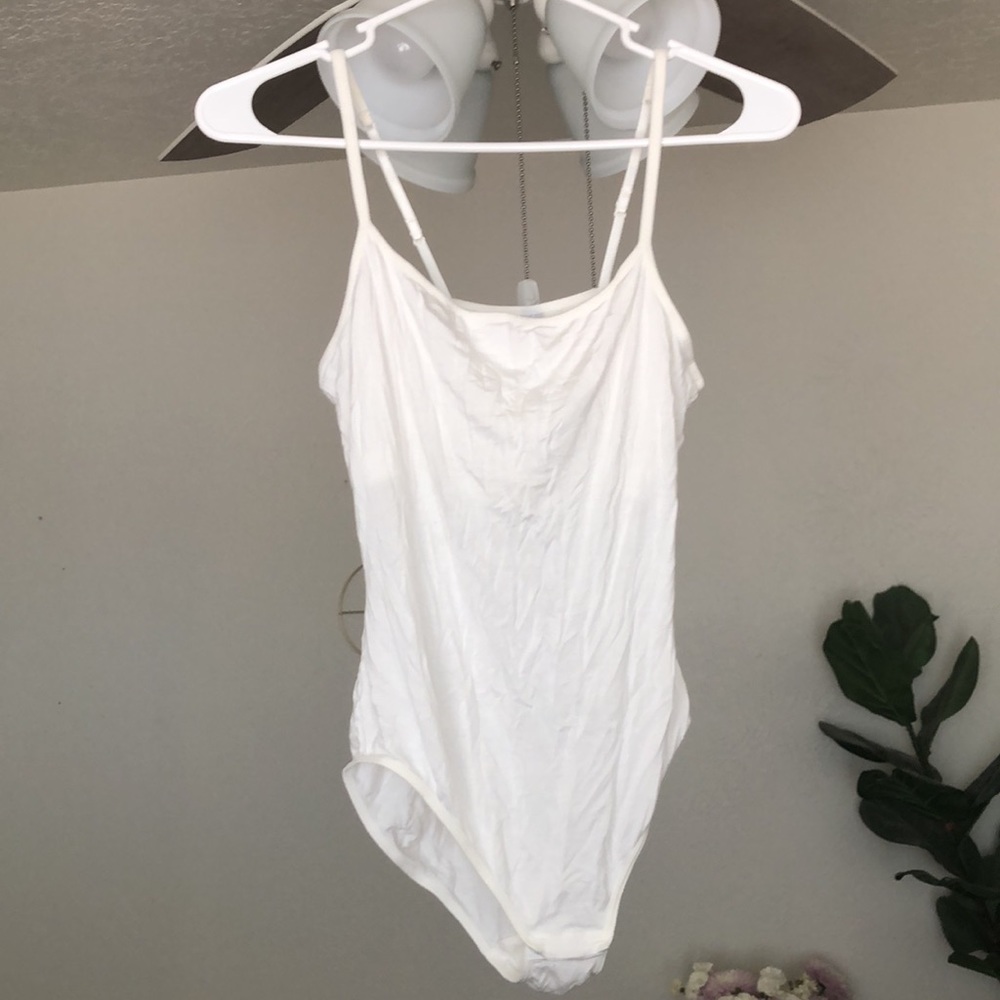 White bodysuit with shelf bra